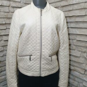 CREAM PU LEATHER JACKET